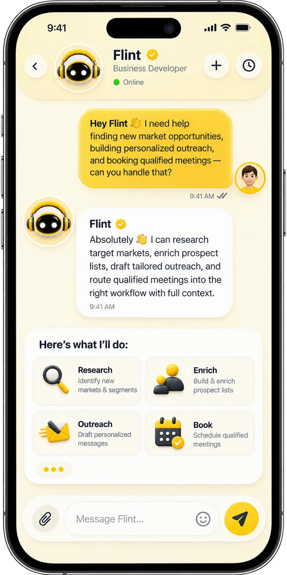 Flint agent chat interface