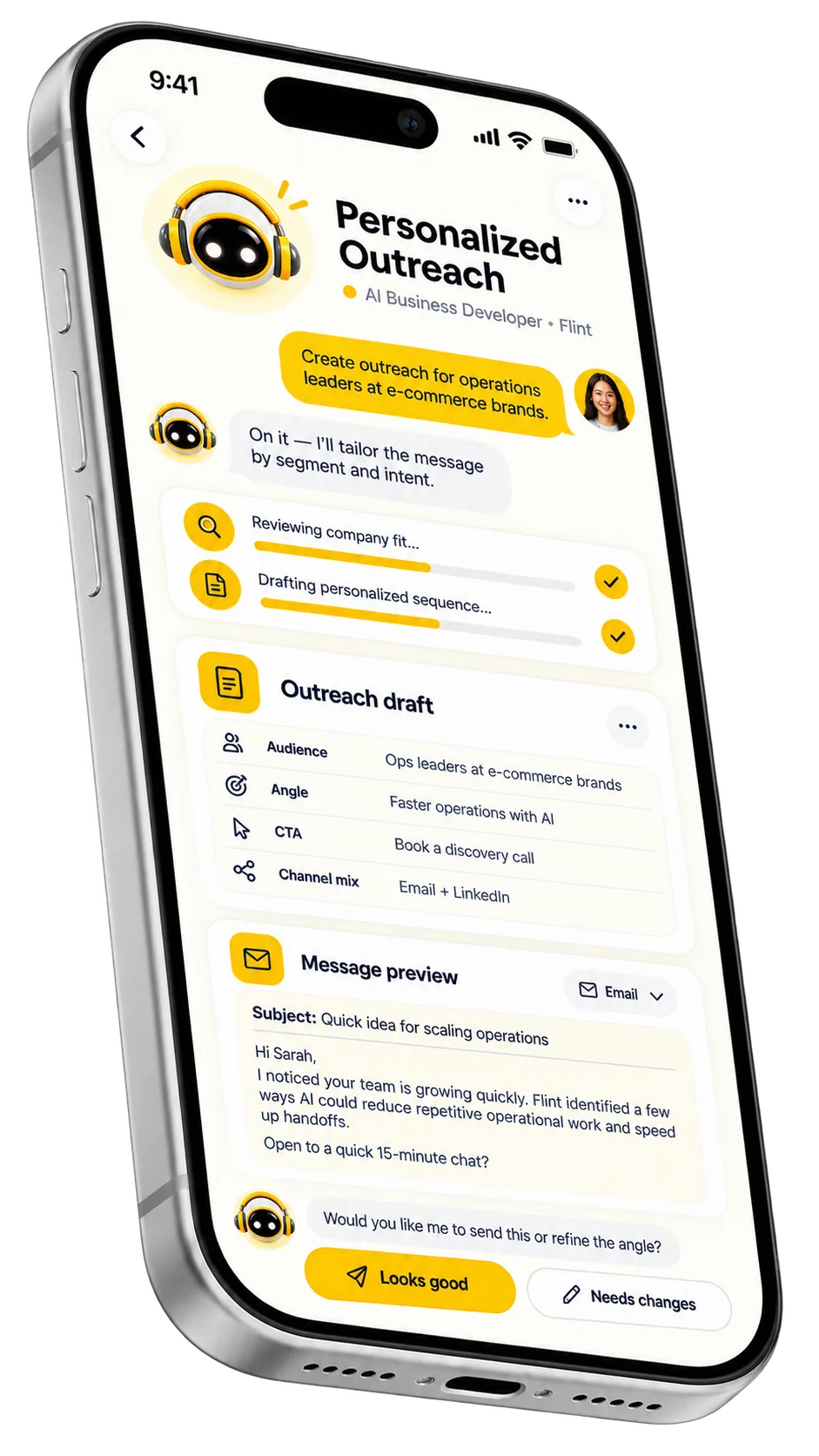Business developer fit signals and lead scoring rules configuration